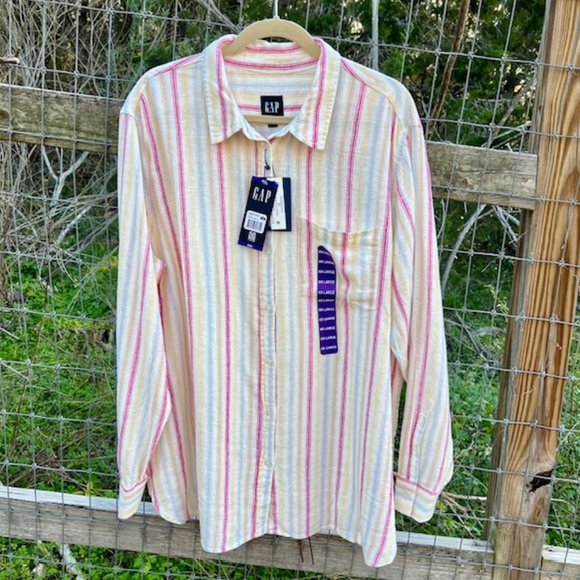 Linen Button Down Top - Picture 1 of 9